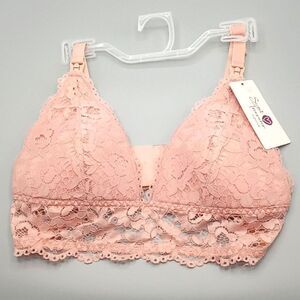 Women’s Lacey Pink Nursing Bralette Bra Size M